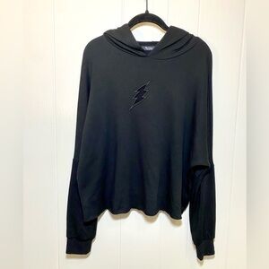 Michael Lauren Black Lightning Bolt Pullover Hoodie Sweater Medium Revolve